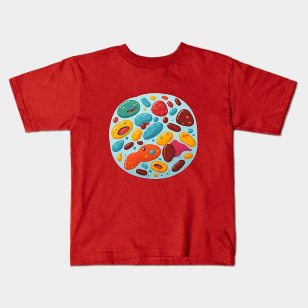 We Are All Human Beans Colorfool Food Splash Pun Cartoon Kids T-Shirt by ZAZIZU